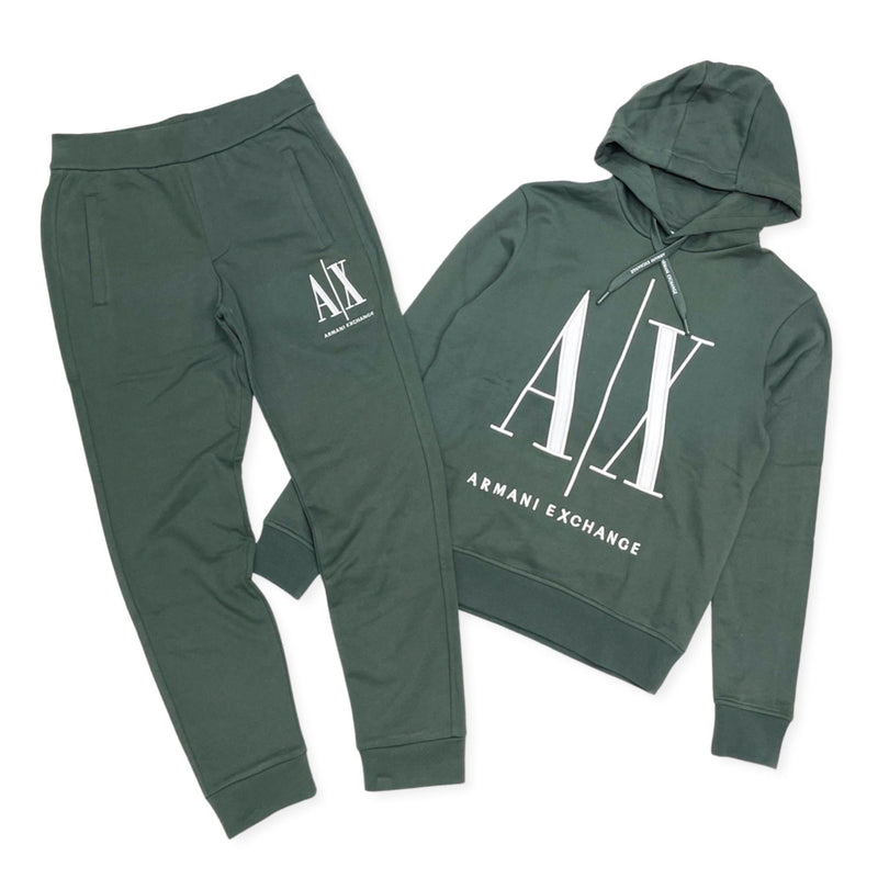 ARMANI EXCHANGE ICON LOGO HOODED (GREEN JOGGING SETS)