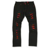 Makobi M1969 BONDI SHREDDED JEANS - BLACK RED