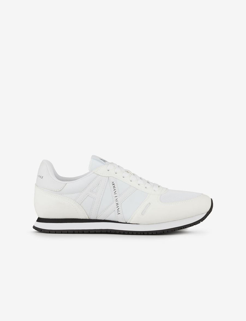 ARMANI EXCHANGE LEATHER SNEAKER WITH CONTRASTING INSERTS Man Navy Grey White  | Mascheroni Store