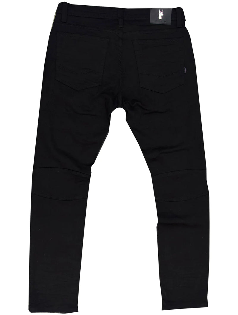 Makobi M1771 MAKOBI PETANI SHREDDED JEANS WITH BLEACH SPOTS - BLACK/BLACK