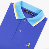 JAMES BARK Men's Blue Neck Detail Polo Shirt - Yellow Bark