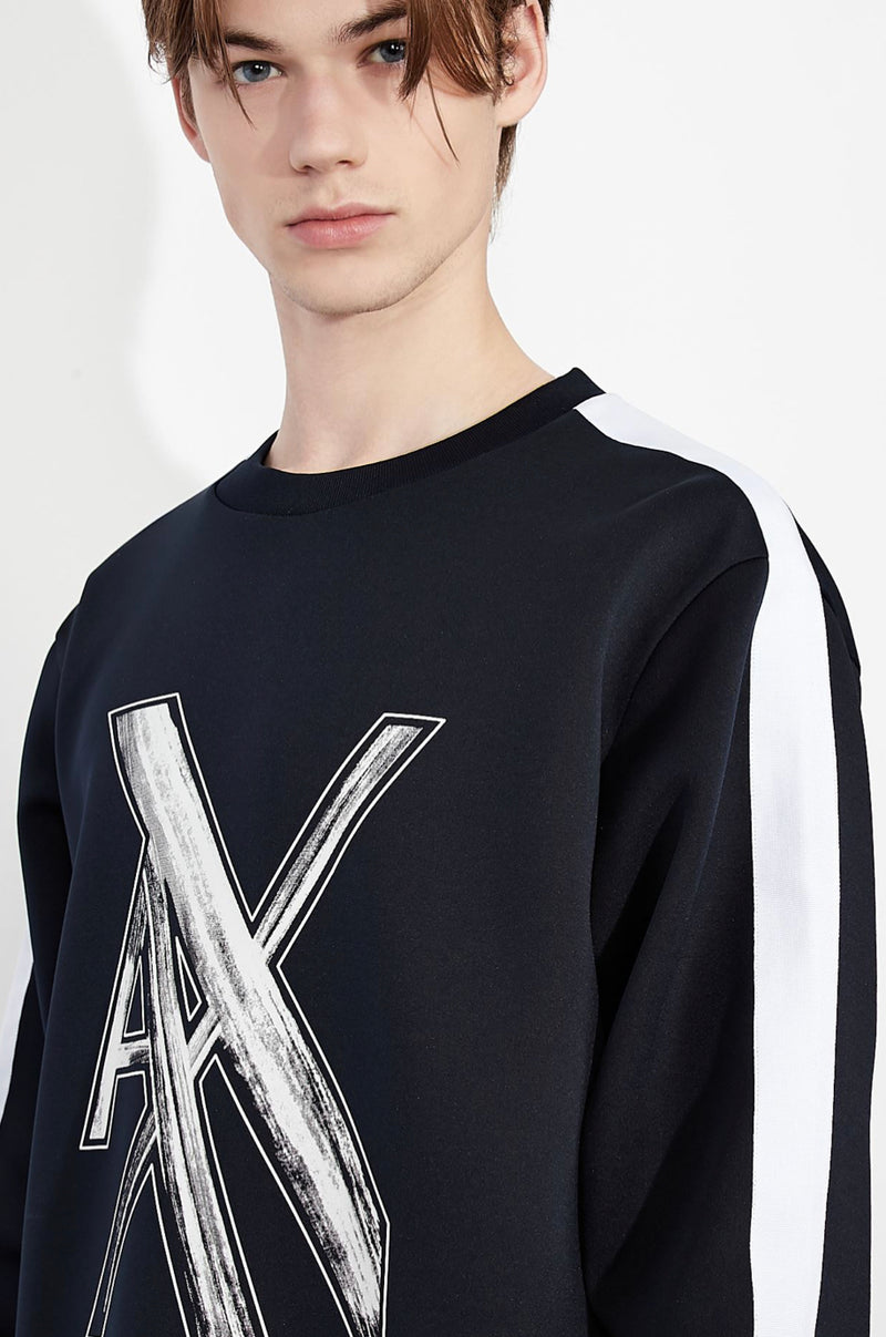 ARMANI EXCHANGE OVERSIZED LOGO CREW NECK SWEATSHIRT (NAVY/BLUE)