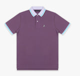 JAMES BARK Men's Violet Neck Detail Polo Shirt - White Bark