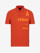 Armani exchange ORGANIC COTTON STRETCH PIQUET POLO SHIRT ORANGE