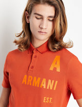 Armani exchange ORGANIC COTTON STRETCH PIQUET POLO SHIRT ORANGE