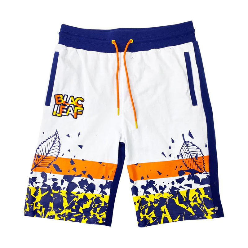 BLAC LEAF SHATTERED LEAFS KNIT SHORT BLNLTR-110 WHITE/ COBALT BLUE