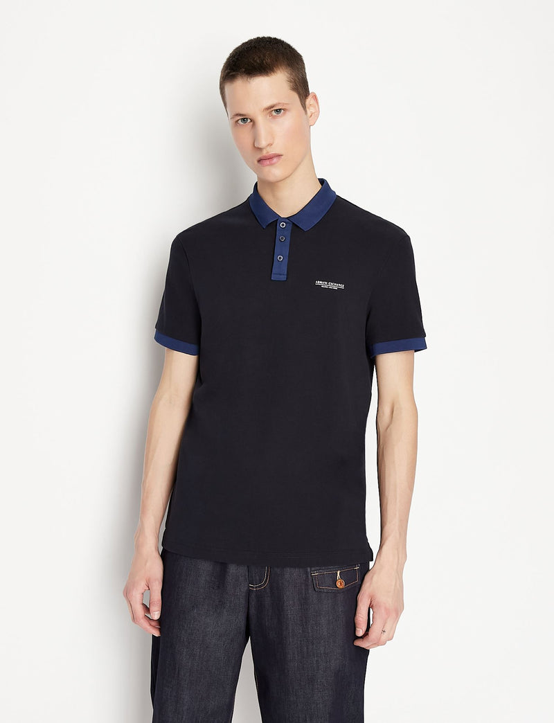 Armani Exchange Polo Black Blue 3LZFLC ZJM5Z 85BP