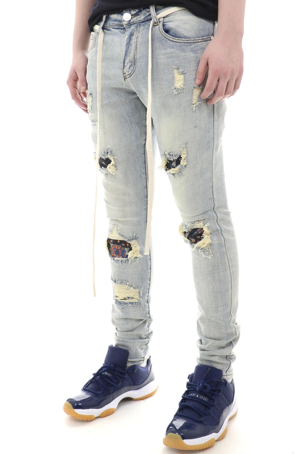 Thrt Multi Patches Louis denim washed skinny jeans
