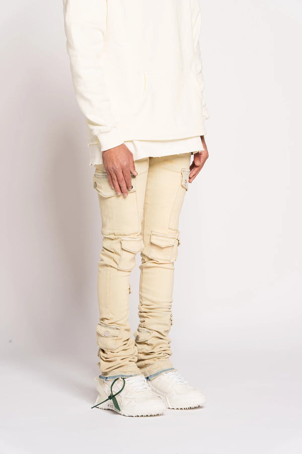 PHEELINGS  "MY PLEASURE" CARGO FLARE STACK DENIM