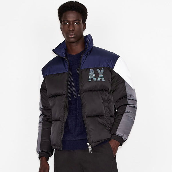AX Armani Exchange Men's Reversible Puffer Jacket, Green/Violet Iridescent,  S at  Men's Clothing store