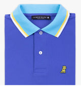 JAMES BARK Men's Blue Neck Detail Polo Shirt - Yellow Bark