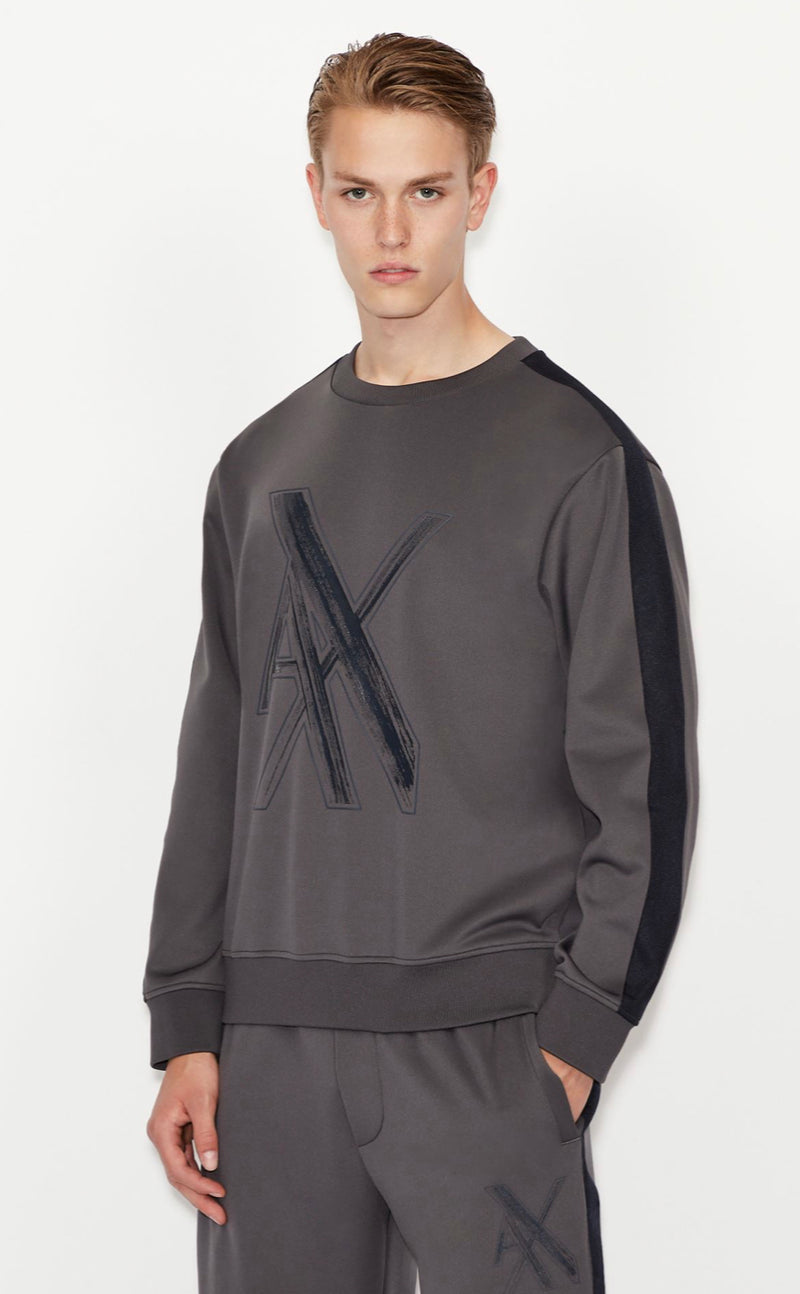 ARMANI EXCHANGE OVERSIZED LOGO CREW NECK SWEATSHIRT