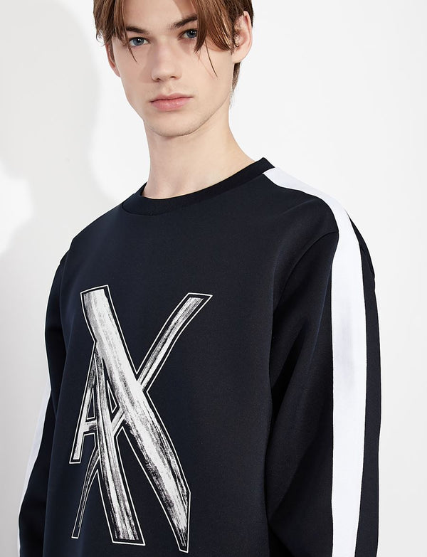 armani exchange OVERSIZED LOGO CREW NECK SWEATSHIRT