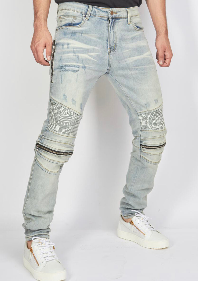 POLITIC DENIM Biker Zip 3.0 Vintage Wash Denim