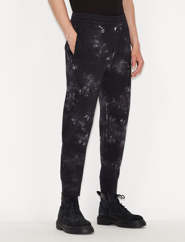 armani exchange TIE DYE COTTON JERSEY FLEECE SWEATPANTS