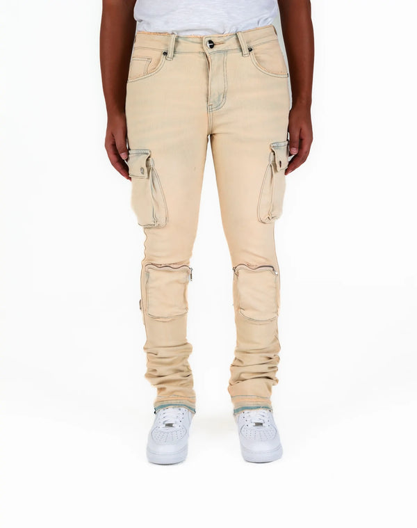 PHEELINGS  "NEVER LOOK BACK" CARGO FLARE STACK DENIM