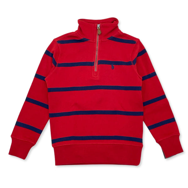 Polo Ralph Lauren (kids) COTTON INTERLOCK QUARTER-ZIP PULLOVER RED