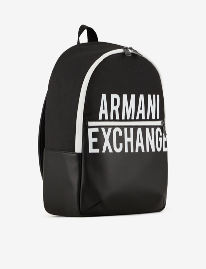 Armani exchange logo plate Backpack (Black)