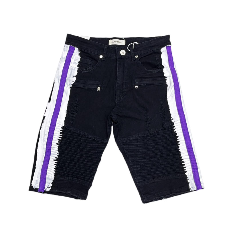 Blind Trust  BLACK/PURPLE STRIPE SHORTS