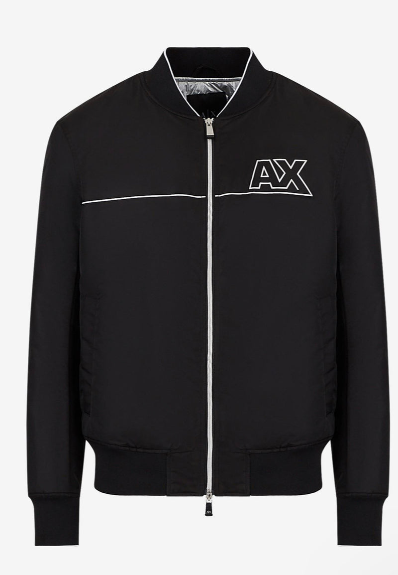 ARMANI EXCHANGE SATIN NYLON TWILL BOMBER JACKET( BLACK)