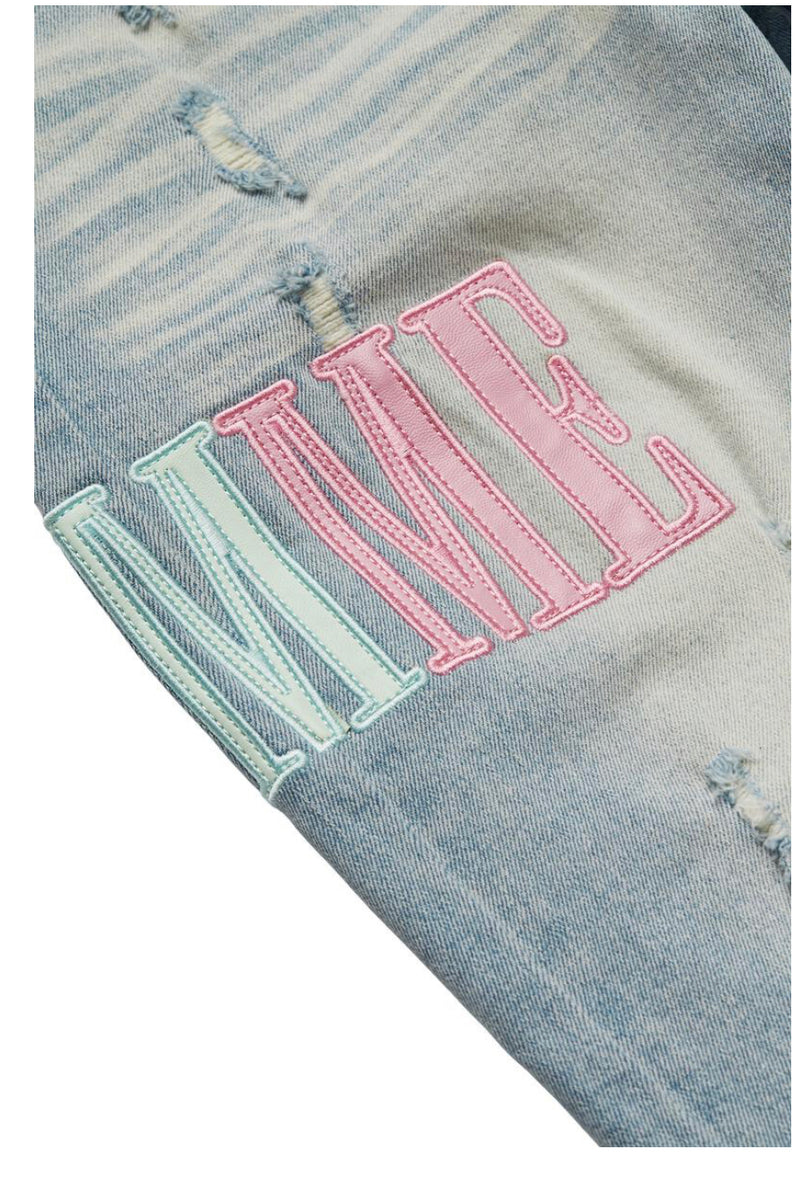 HOMME FEMME Letterman Denim Blue with Blue and Pink