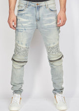 POLITIC DENIM Biker Zip 3.0 Vintage Wash Denim