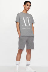 ARMANI EXCHANGE ICON LOGO COTTON FLEECE SHORTS GRAY