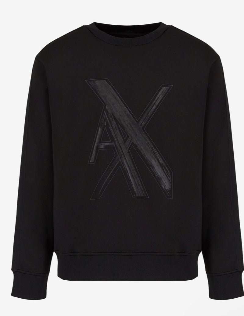 ARMANI EXCHANGE OVERSIZED LOGO CREW NECK SWEATSHIRT BLACK