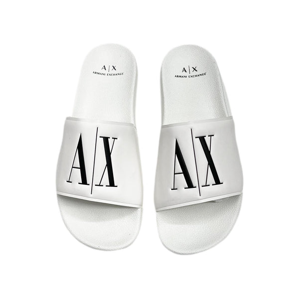 icon logo single strap sandals slides (white)