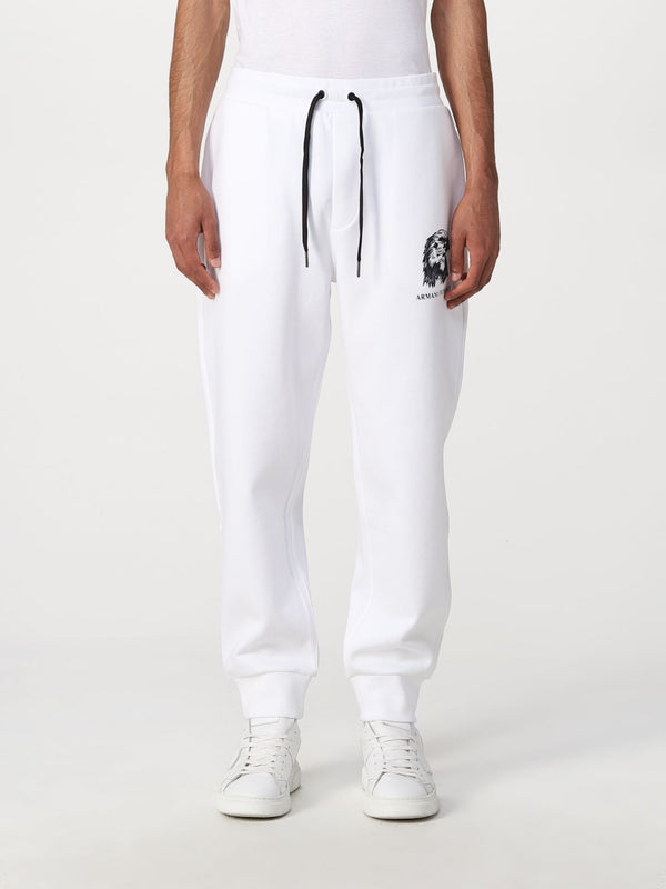 armani exchange eagle white sweat pants