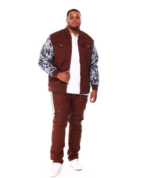 ATIZIANO Robert | Men's Twill Bomber Jacket (BROWN)