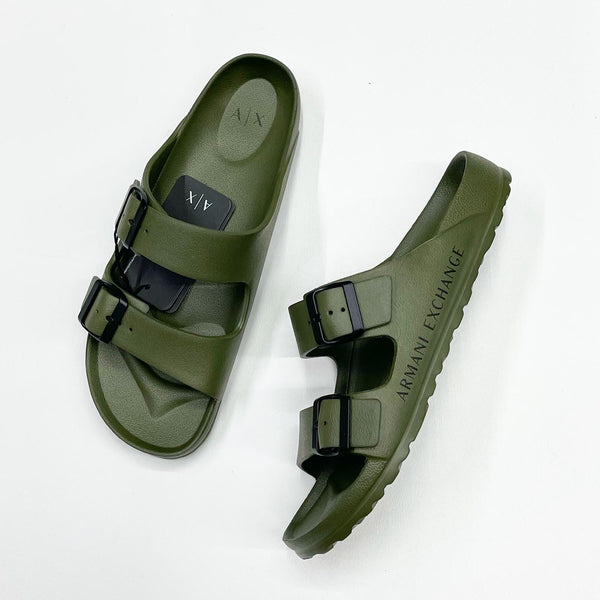 Sandals with adjustable straps slides Olive