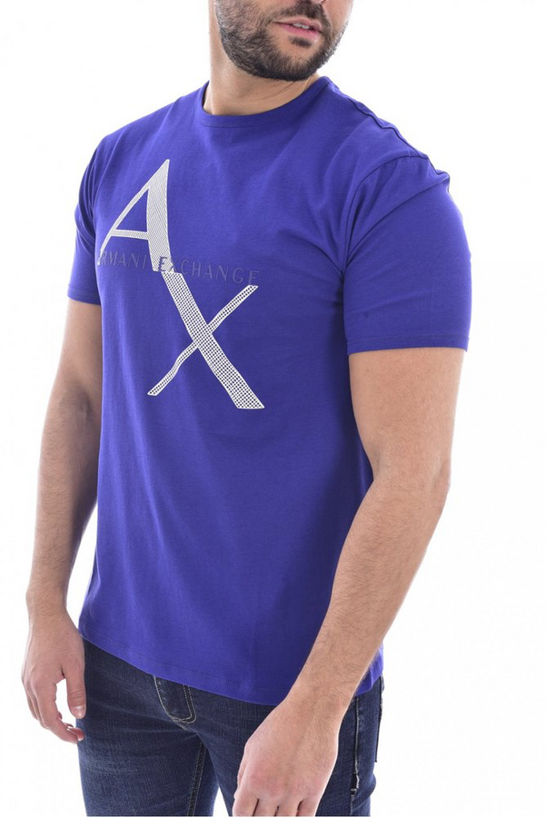 Royal blue armani exchange hot sale shirt