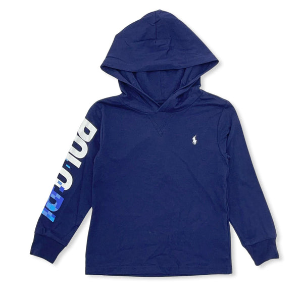 Polo Ralph Cotton Hooded long sleeve tee (Navy/Blue)