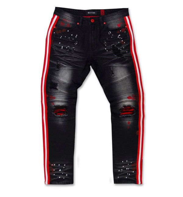Makobi(Destin Black/red Biker Jeans)