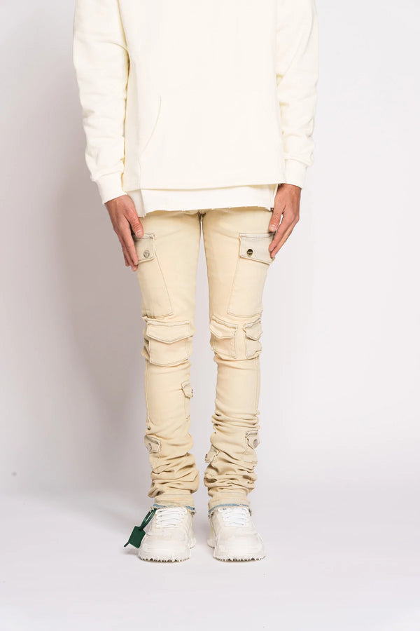 PHEELINGS  "MY PLEASURE" CARGO FLARE STACK DENIM