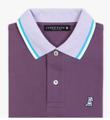 JAMES BARK Men's Violet Neck Detail Polo Shirt - White Bark