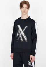 ARMANI EXCHANGE OVERSIZED LOGO CREW NECK SWEATSHIRT (NAVY/BLUE)