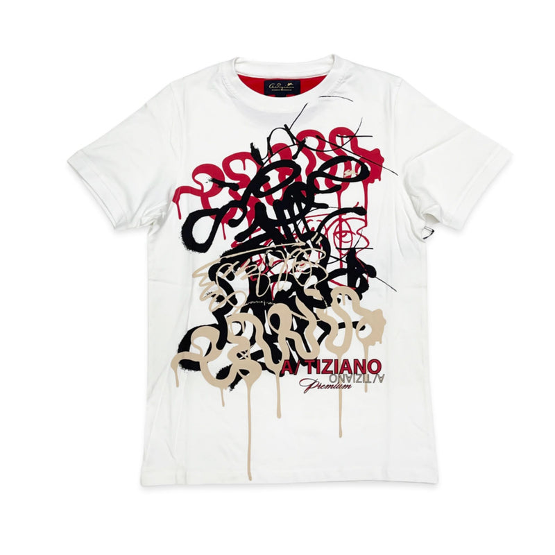 ATIZIANO  ATIZIANO | SHORT SLEEVE CREW NECK GRAPHIC TEE RED