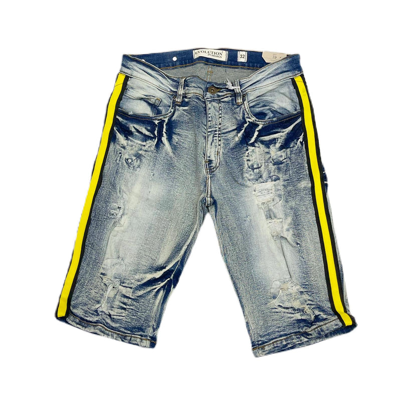 FWRD DENIM MENS BLUE YELLOW SHORTS