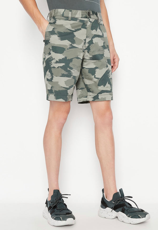 ARMANI EXCHANGE STRETCH COTTON TWILL SHORTS (GREEN)