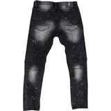 Makobi M1771 MAKOBI PETANI SHREDDED JEANS WITH BLEACH SPOTS - BLACK WASH