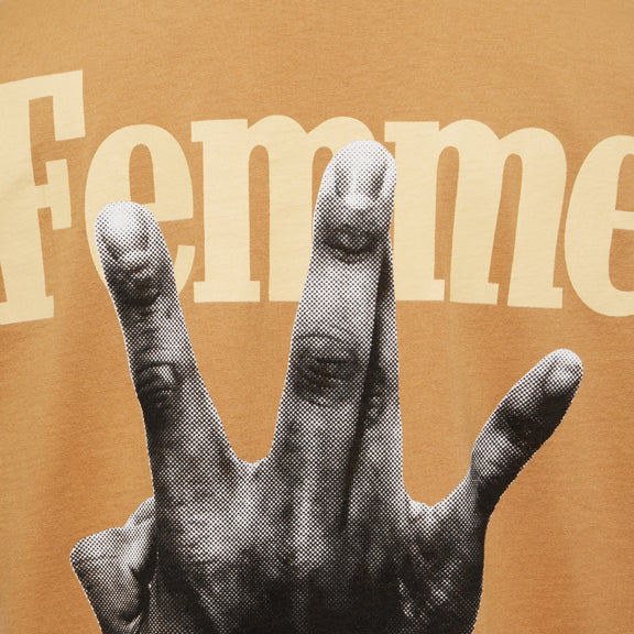 Homme femme Twisted Fingers Tee Brown with Orange and Cream (ATONCE02-3)