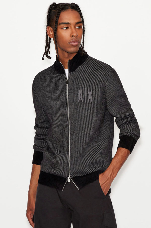 ARMANI EXCHANGE COTTON VISCOSE BLEND CARDIGAN (GRAY)