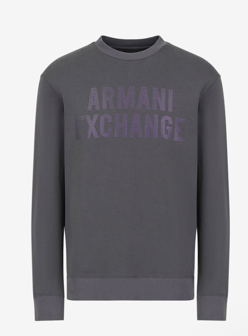 ARMANI EXCHANGE IRIDESCENT LOGO CREW NECK SWEATSHIRT (GRAY)