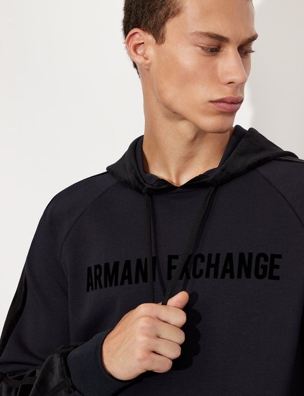 armani exchange HOODED VELOUR SWEATSHIRT