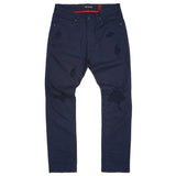 Makobi M1932 MAKOBI BRIGHTON SHREDDED TWILL JEANS - NAVY