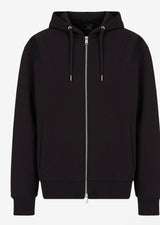 ARMANI EXCHANGE HOODED ZIP UP JERSEY SWEATSHIRT (BLACK)