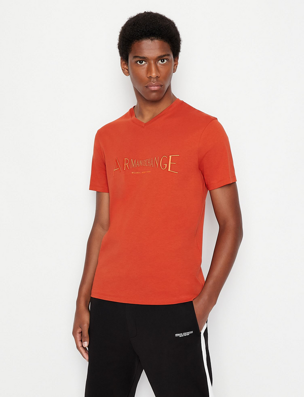 Armani exchange orange embroidery Tshirt