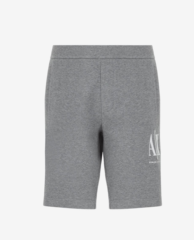 ARMANI EXCHANGE ICON LOGO COTTON FLEECE SHORTS GRAY